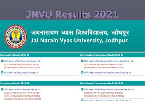 jnv result 2021|JNVU :: Examination Results.